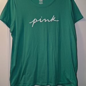 PINKVictorias Secret PINK Logo Crew Neck Tee Top Shirt XL